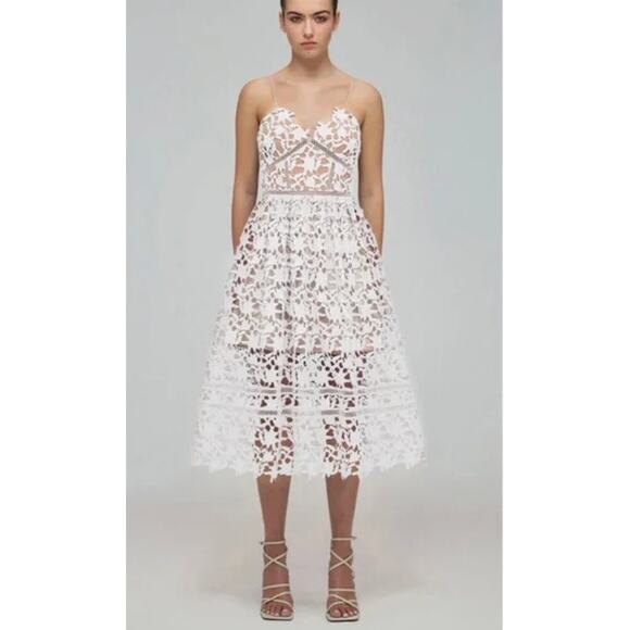 RoseLANI | White Lace Azaelea Guipure Lace Midi Dress | Small - Picture 1 of 7